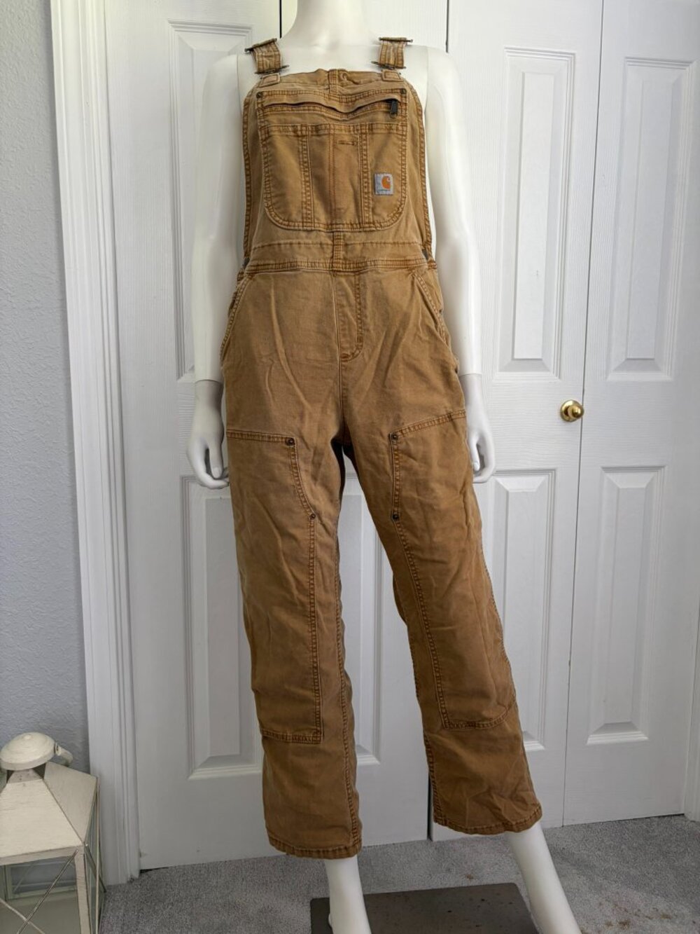 Carhart Size Small Short Tan Khaki Overalls 2018 Work Dungarees - Picture 2 of 14